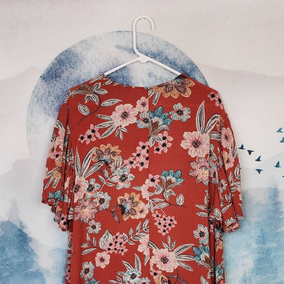 Maurice's Floral Open Front Short Flutter Sleeve Cardigan Women's 1X - Picture 8 of 16